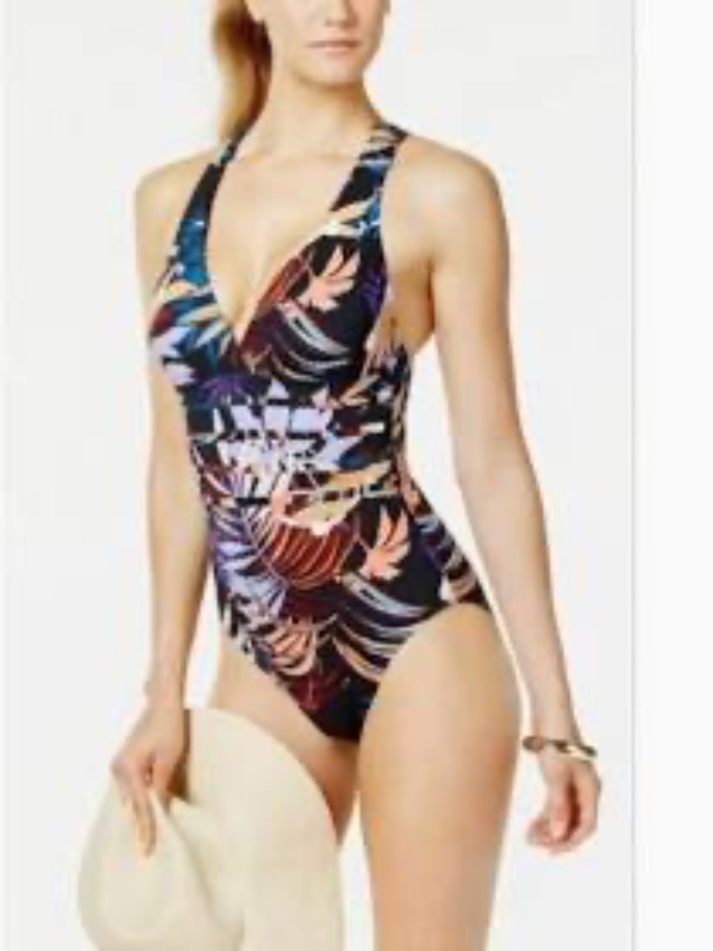 La Blanca Botanical Garden Tummy Control Crossback One Piece Swimsuit